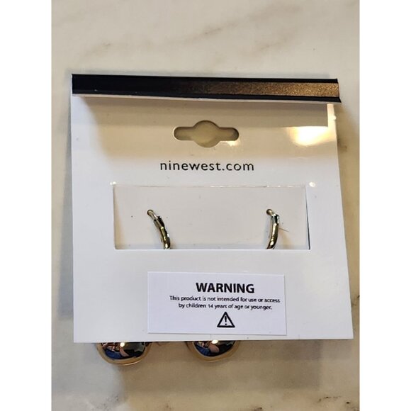 Nine West Gold-Tone Drop Earrings With Red Gemstone Cluster Design For Women - Picture 3 of 5